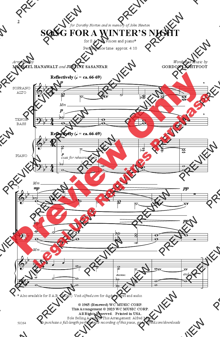 Song for a Winter's Night - Sheet Music Authority