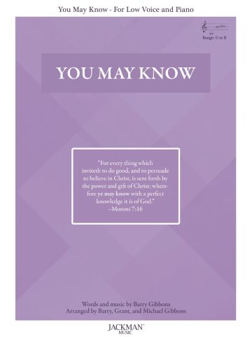 You May Know - Low Vocal Solo